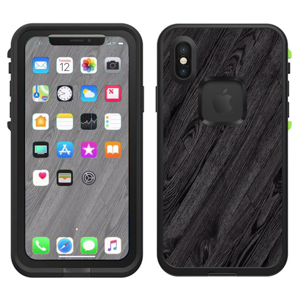  Black Wood Lifeproof Fre Case iPhone X Skin