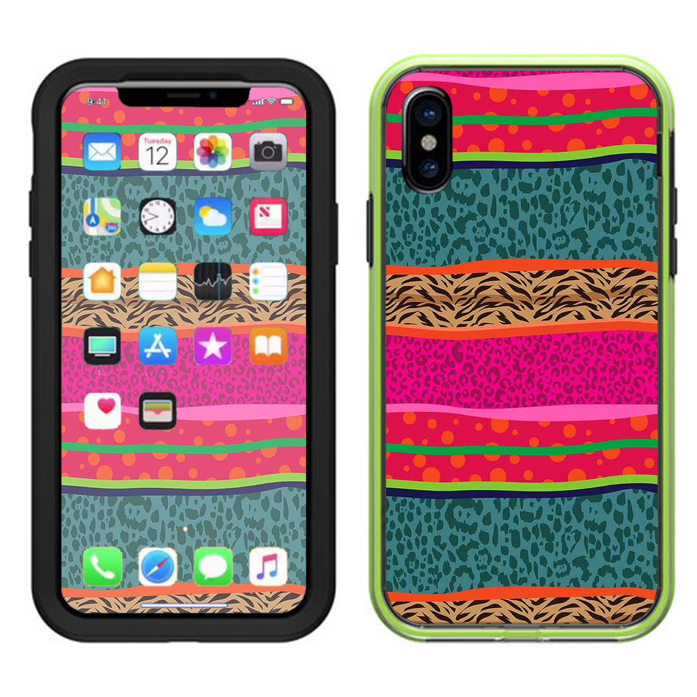  Leopard Zebra Patterns Colorful Lifeproof Slam Case iPhone X Skin