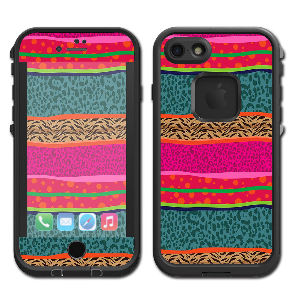  Leopard Zebra Patterns Colorful Lifeproof Fre iPhone 7 or iPhone 8 Skin