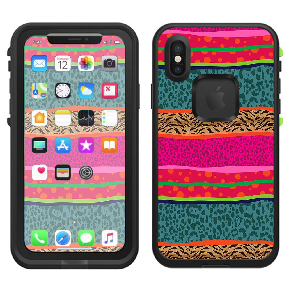  Leopard Zebra Patterns Colorful Lifeproof Fre Case iPhone X Skin