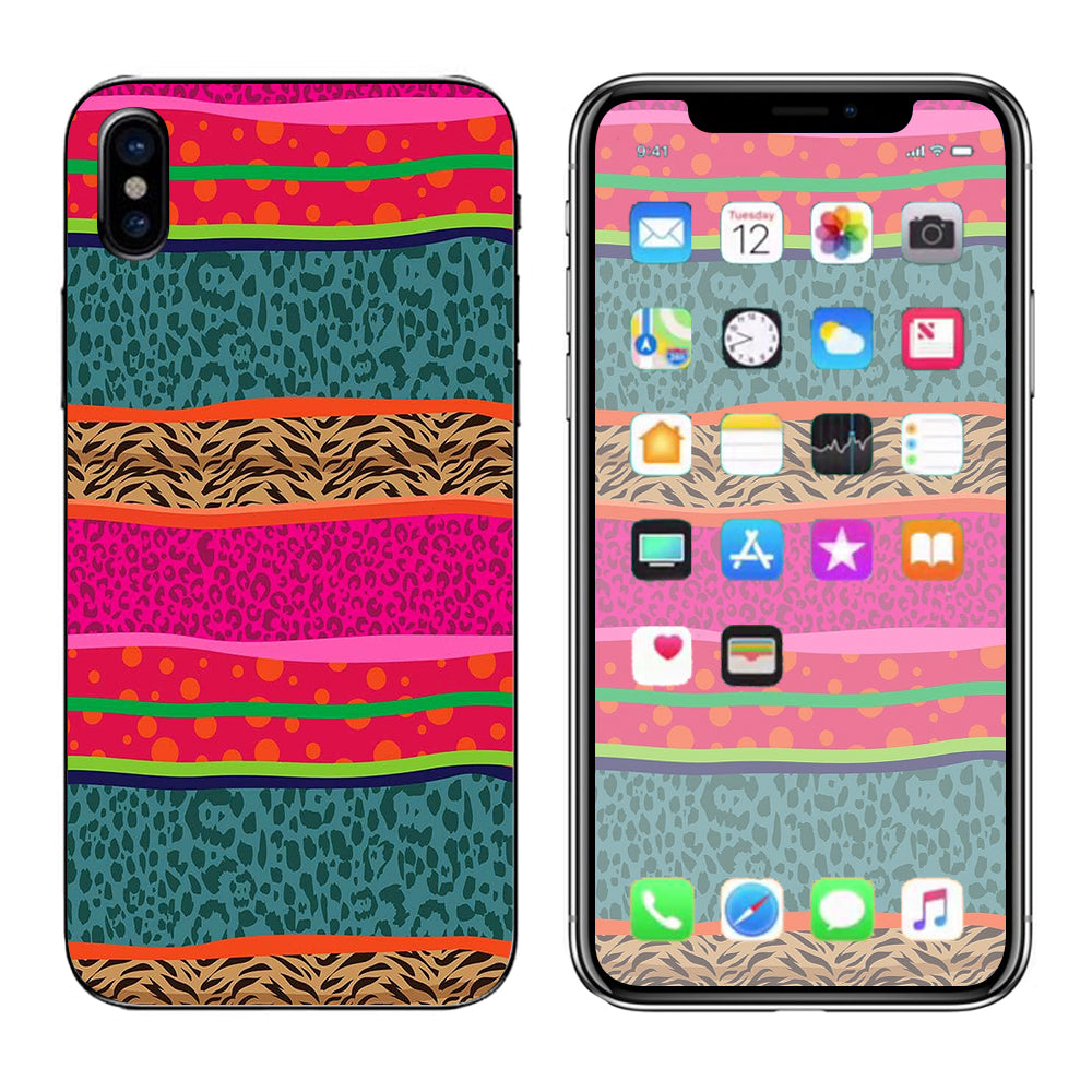  Leopard Zebra Patterns Colorful Apple iPhone X Skin