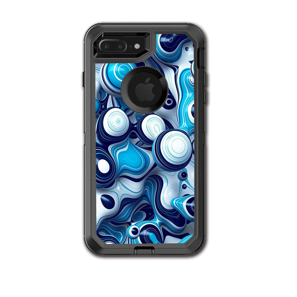  Mixed Blue Bubbles Glass Otterbox Defender iPhone 7+ Plus or iPhone 8+ Plus Skin