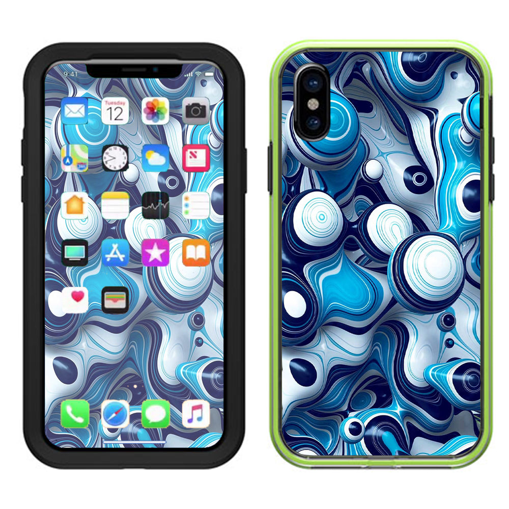  Mixed Blue Bubbles Glass Lifeproof Slam Case iPhone X Skin