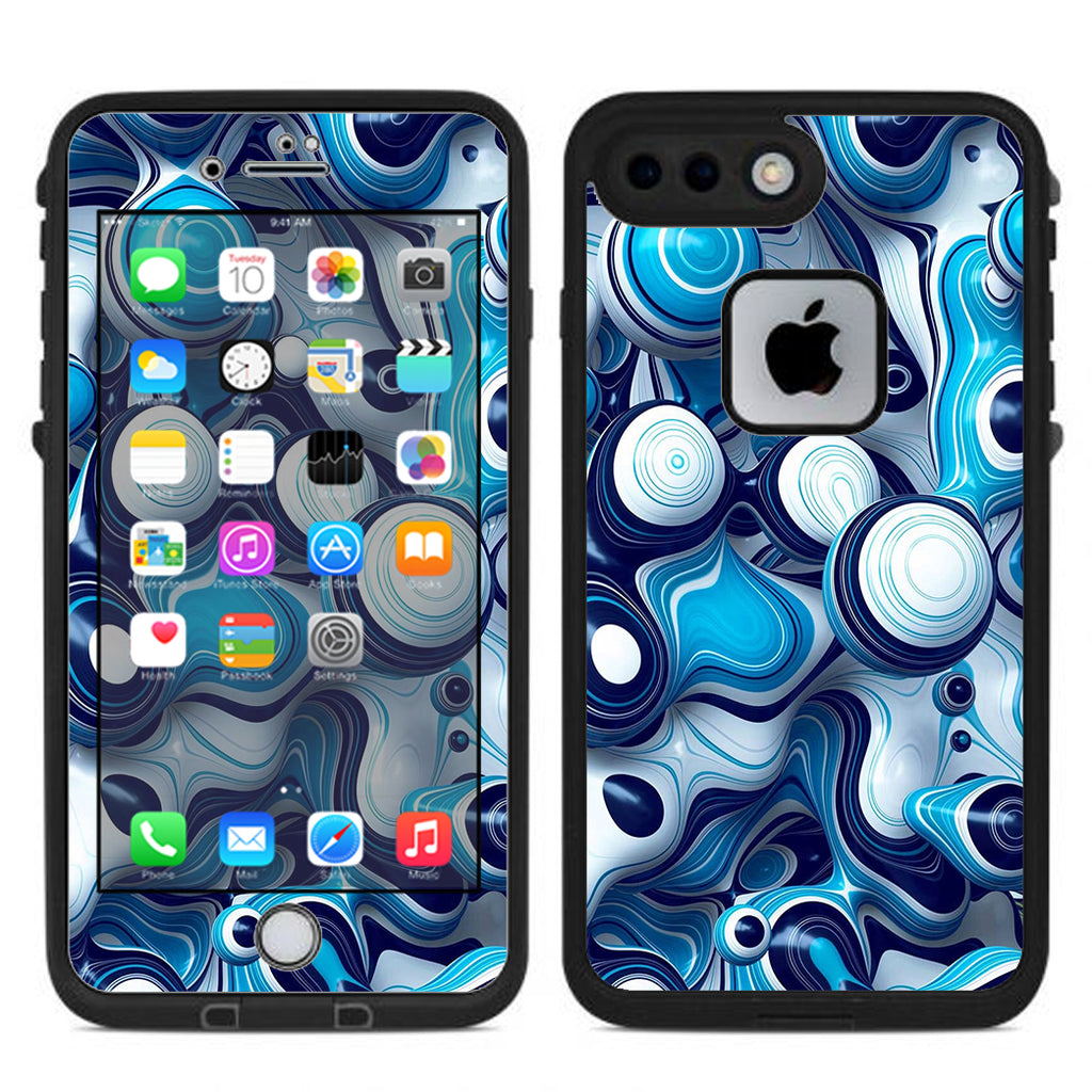  Mixed Blue Bubbles Glass Lifeproof Fre iPhone 7 Plus or iPhone 8 Plus Skin