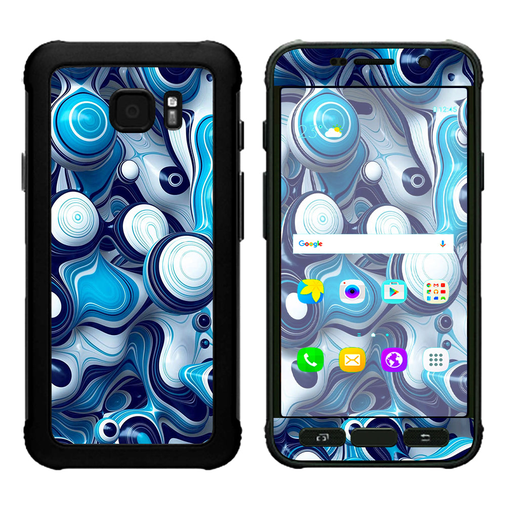  Mixed Blue Bubbles Glass Samsung Galaxy S7 Active Skin