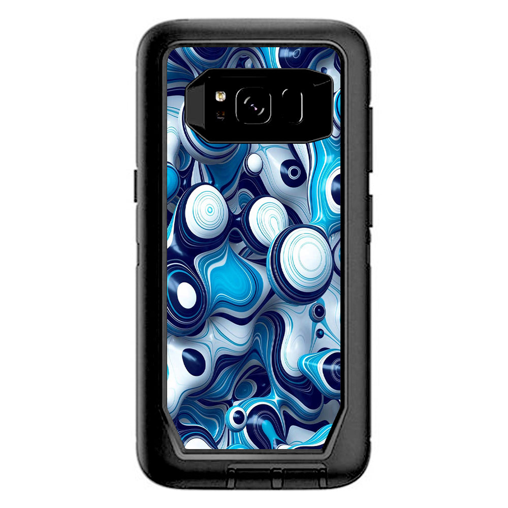  Mixed Blue Bubbles Glass Otterbox Defender Samsung Galaxy S8 Skin