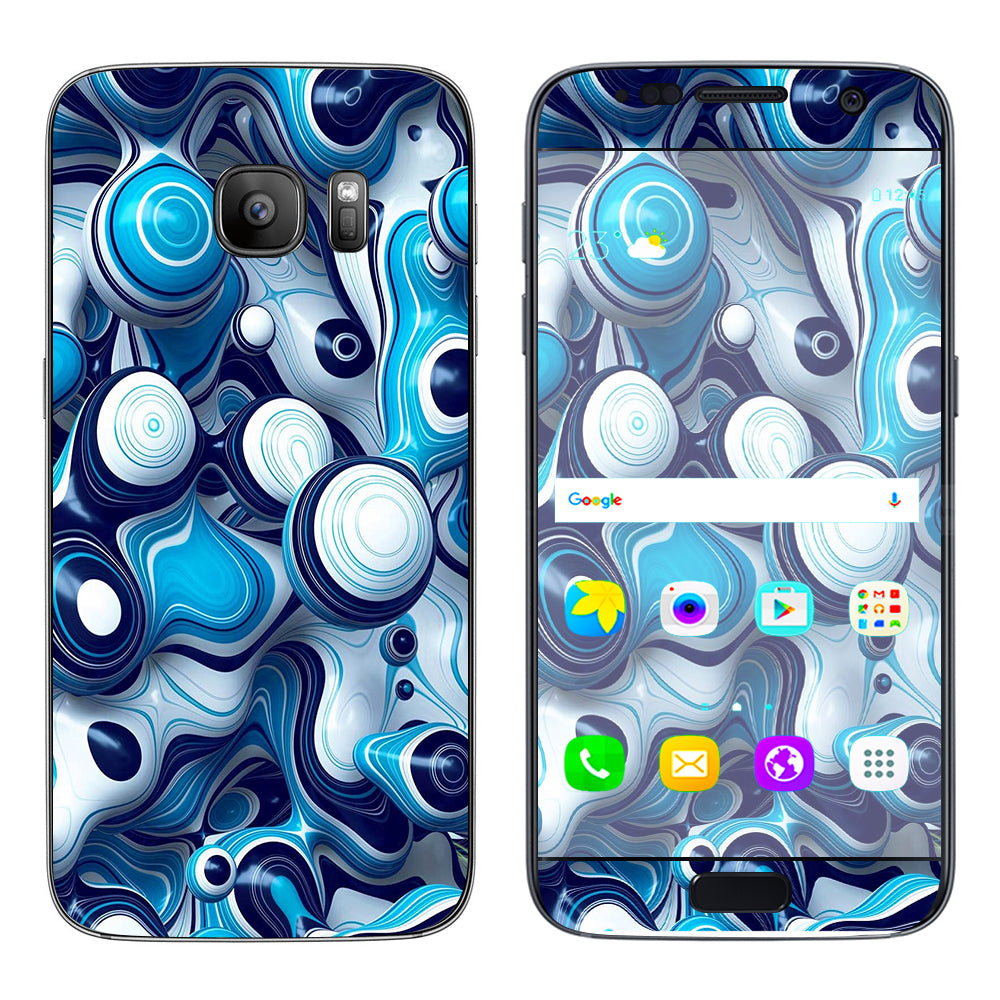  Mixed Blue Bubbles Glass Samsung Galaxy S7 Skin