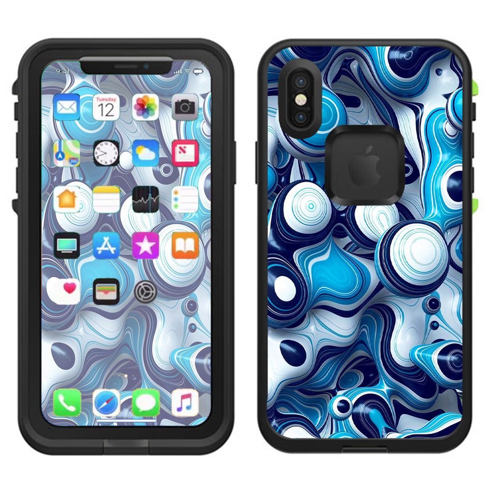  Mixed Blue Bubbles Glass Lifeproof Fre Case iPhone X Skin