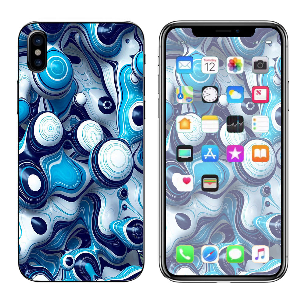  Mixed Blue Bubbles Glass Apple iPhone X Skin