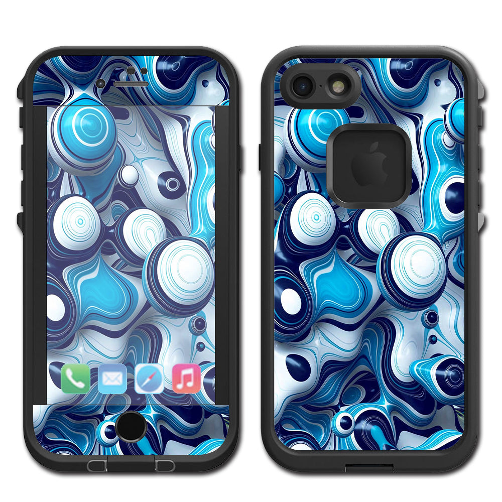  Mixed Blue Bubbles Glass Lifeproof Fre iPhone 7 or iPhone 8 Skin