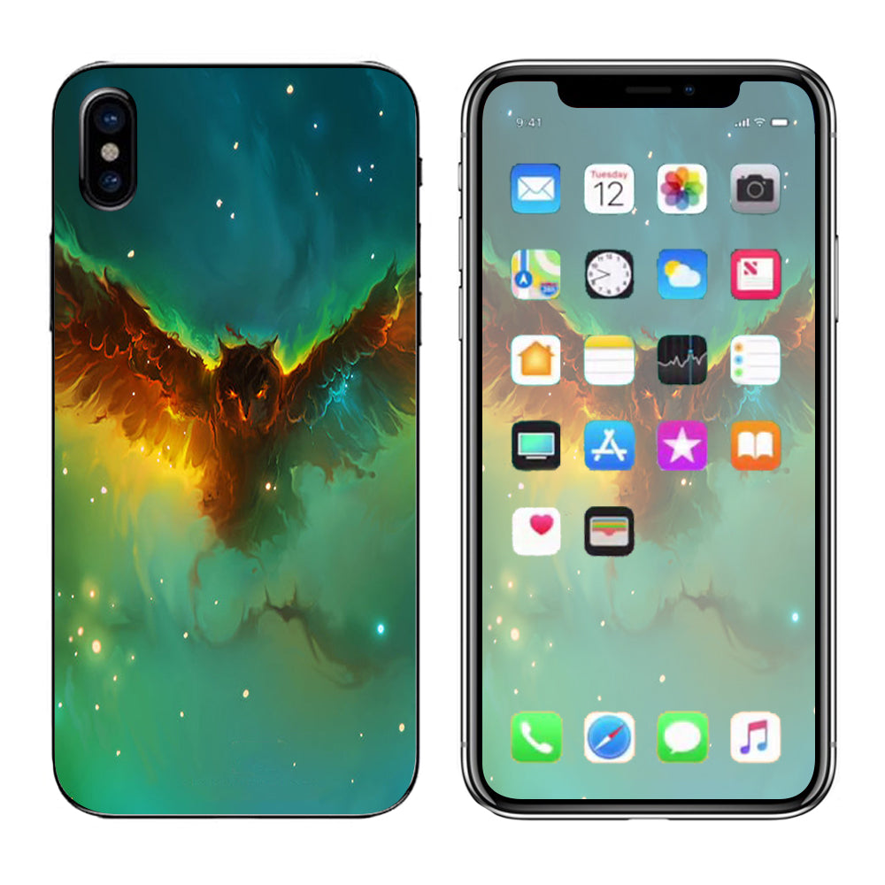  Flying Owl In Clouds Apple iPhone X Skin