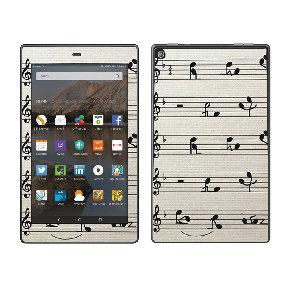  Music Notes Song Page Amazon Fire HD 8 Skin