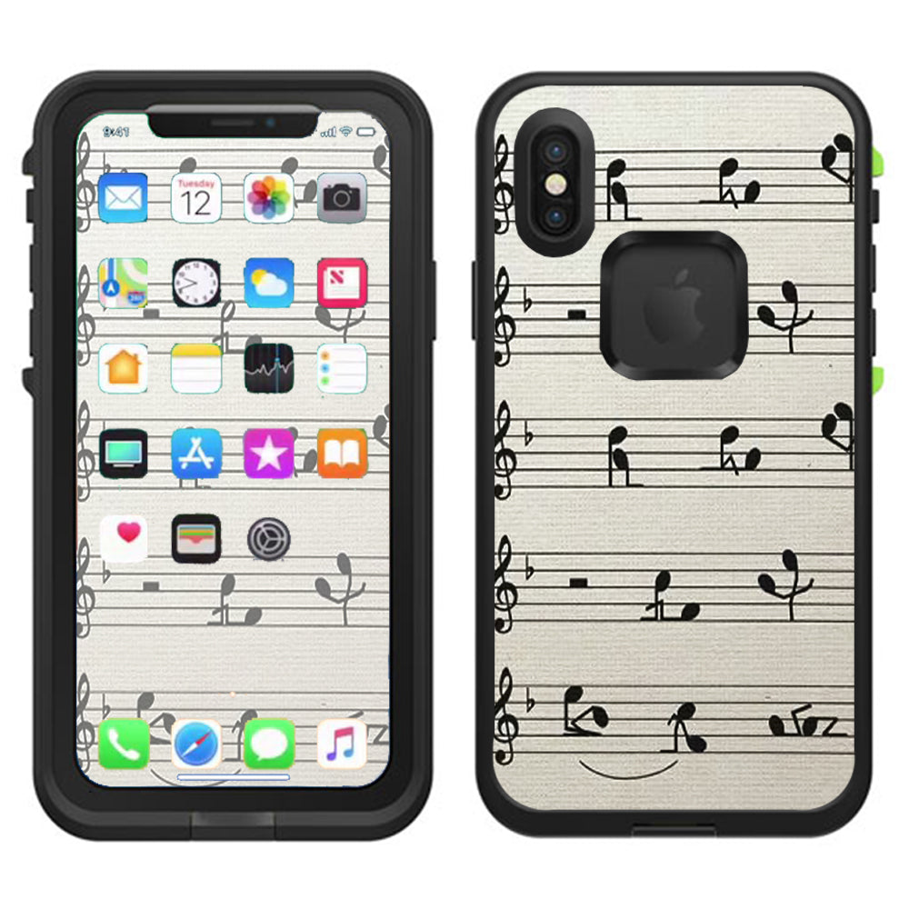  Music Notes Song Page Lifeproof Fre Case iPhone X Skin