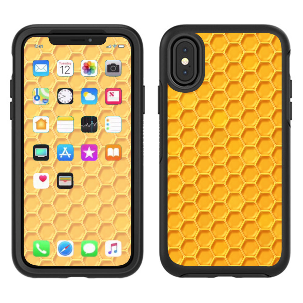  Yellow Honeycomb Otterbox Defender Apple iPhone X Skin
