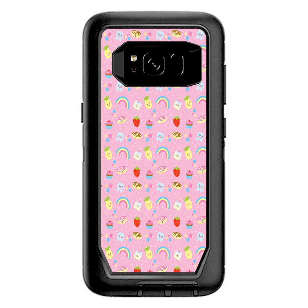  Pink Rainbows Strawberry Otterbox Defender Samsung Galaxy S8 Skin