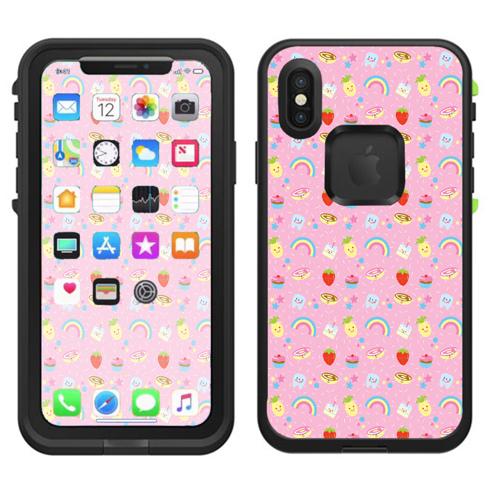  Pink Rainbows Strawberry Lifeproof Fre Case iPhone X Skin