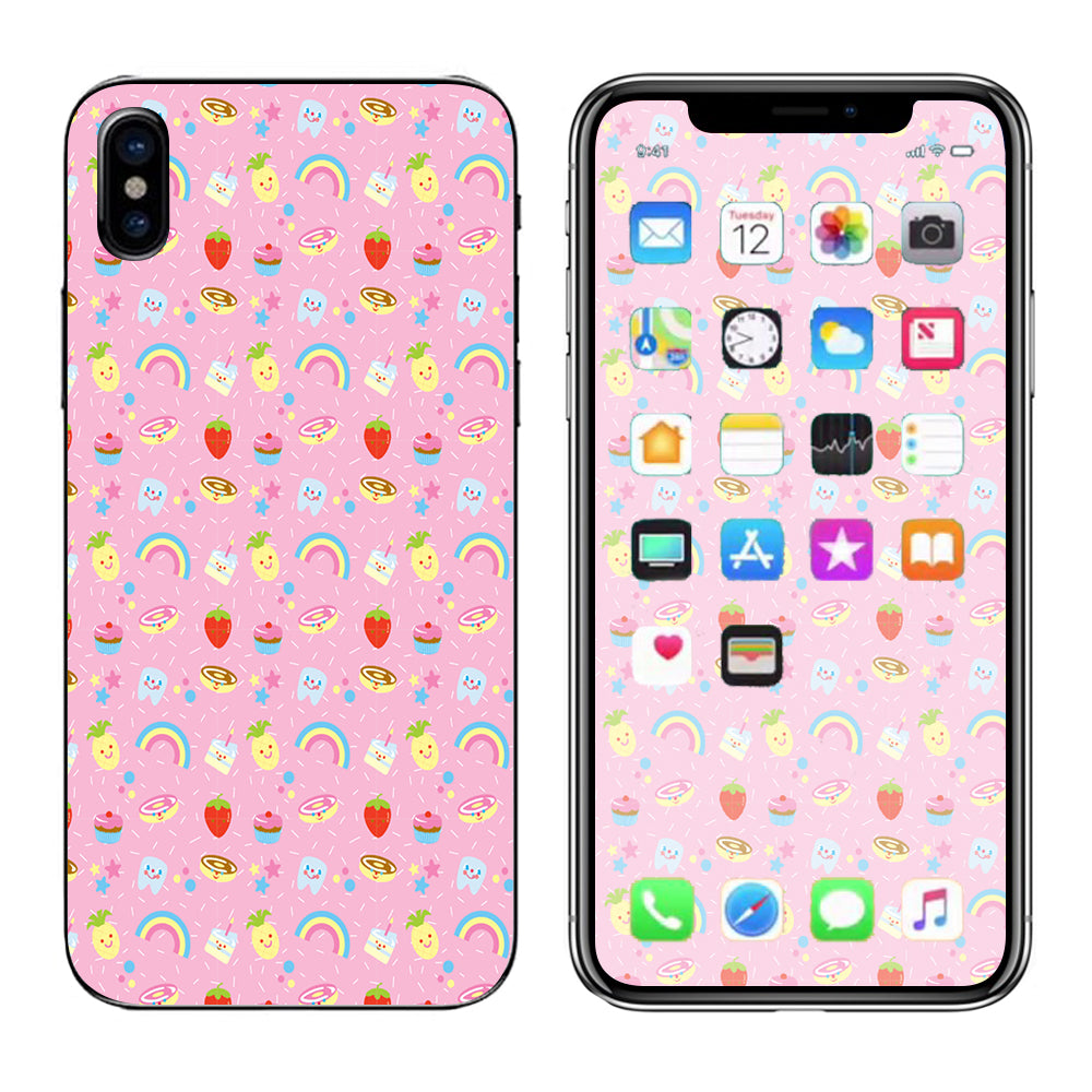  Pink Rainbows Strawberry Apple iPhone X Skin