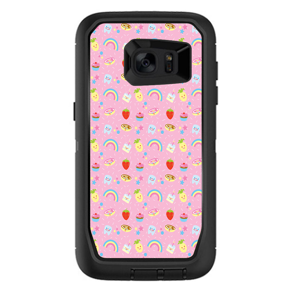  Pink Rainbows Strawberry Otterbox Defender Samsung Galaxy S7 Edge Skin
