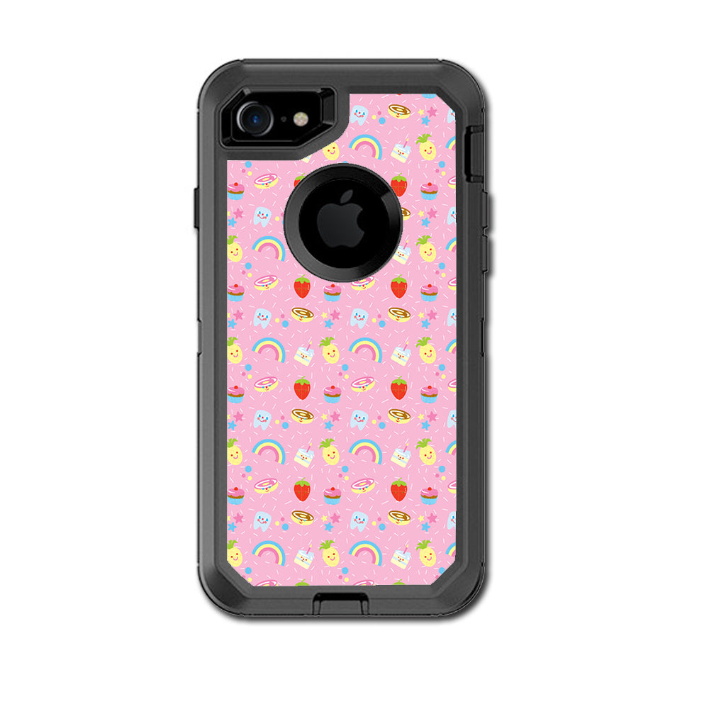  Pink Rainbows Strawberry Otterbox Defender iPhone 7 or iPhone 8 Skin