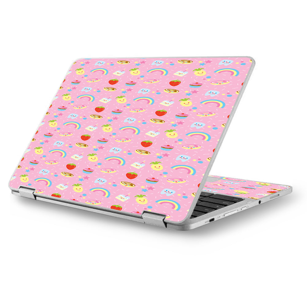  Pink Rainbows Strawberry Asus Chromebook Flip 12.5" Skin