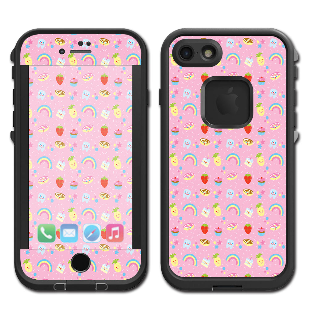  Pink Rainbows Strawberry Lifeproof Fre iPhone 7 or iPhone 8 Skin