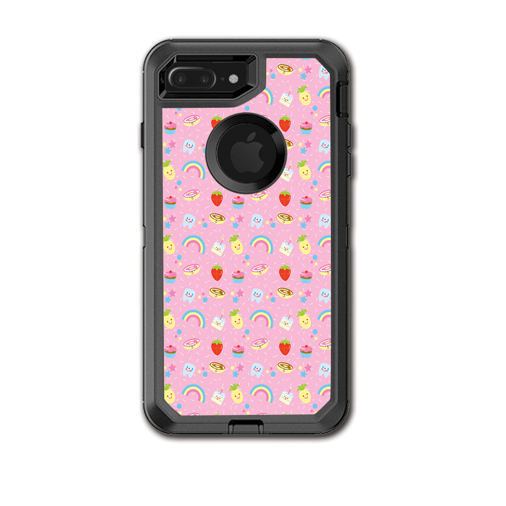  Pink Rainbows Strawberry Otterbox Defender iPhone 7+ Plus or iPhone 8+ Plus Skin