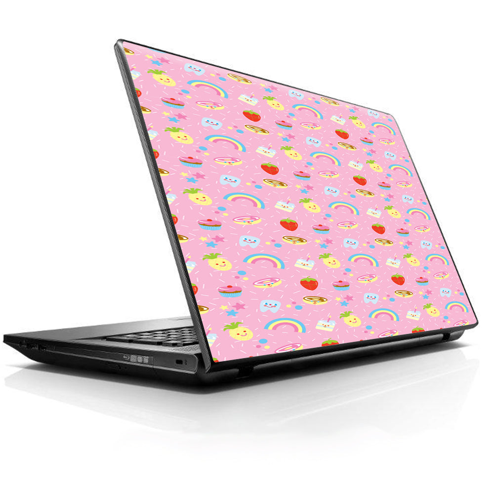  Pink Rainbows Strawberry Universal 13 to 16 inch wide laptop Skin