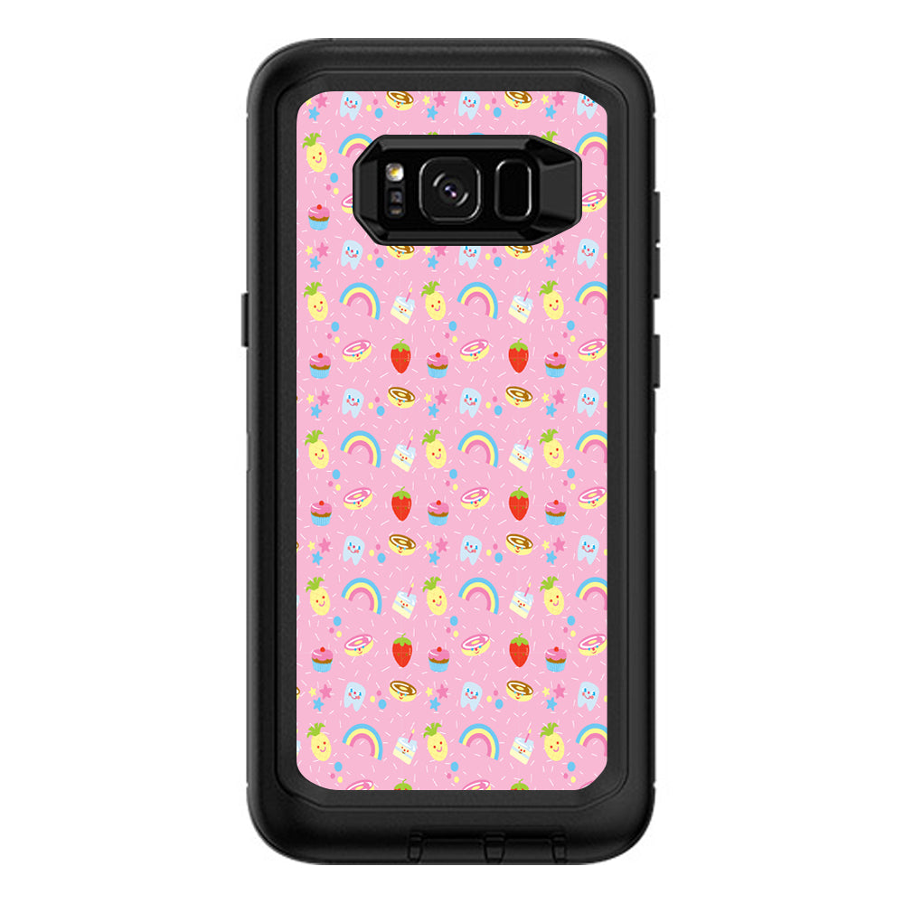  Pink Rainbows Strawberry Otterbox Defender Samsung Galaxy S8 Plus Skin
