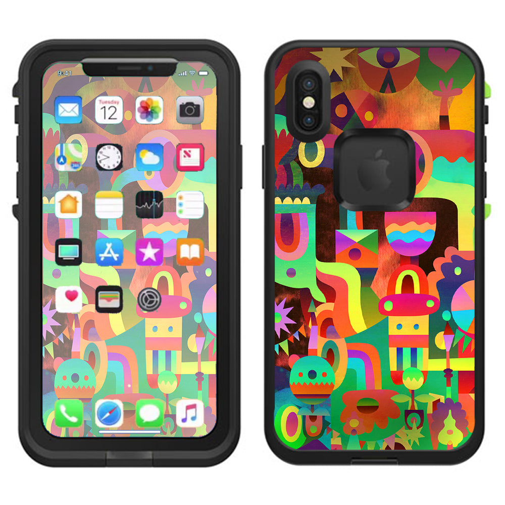  Colorful Cartoon Design Lifeproof Fre Case iPhone X Skin