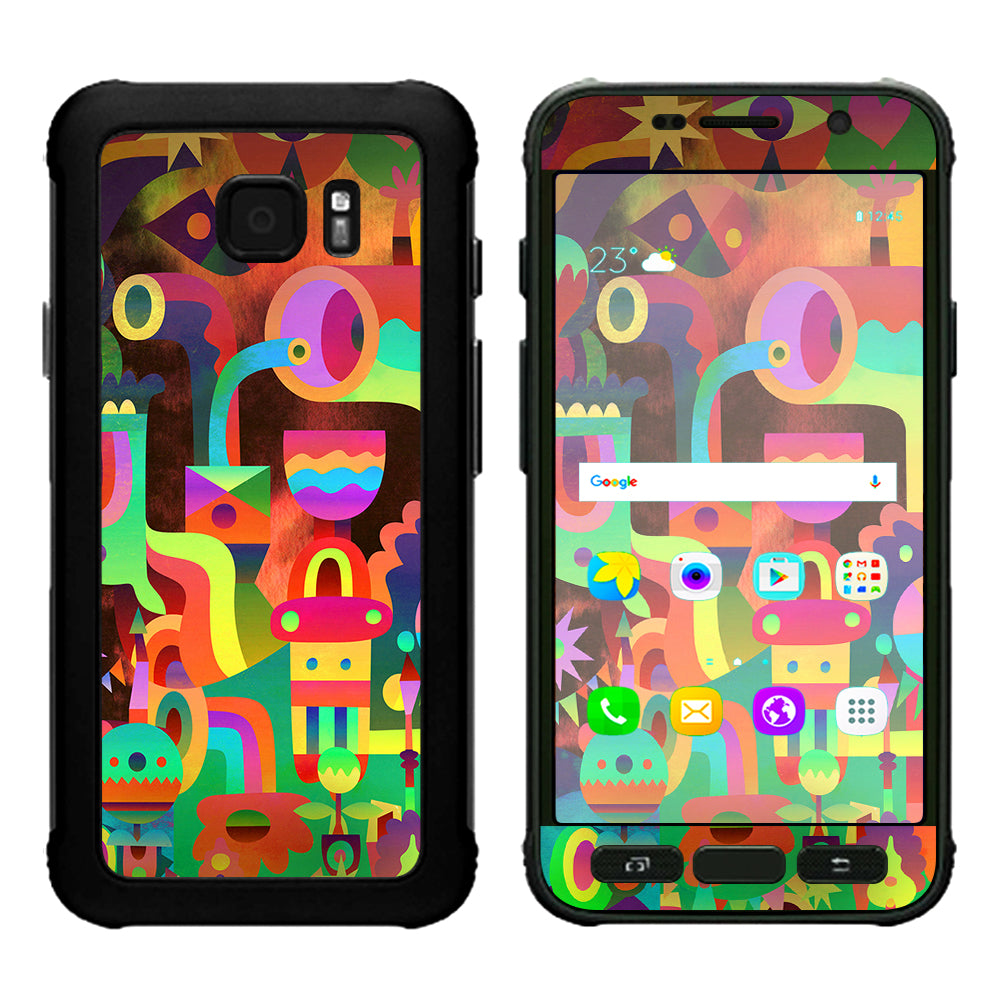 Colorful Cartoon Design Samsung Galaxy S7 Active Skin