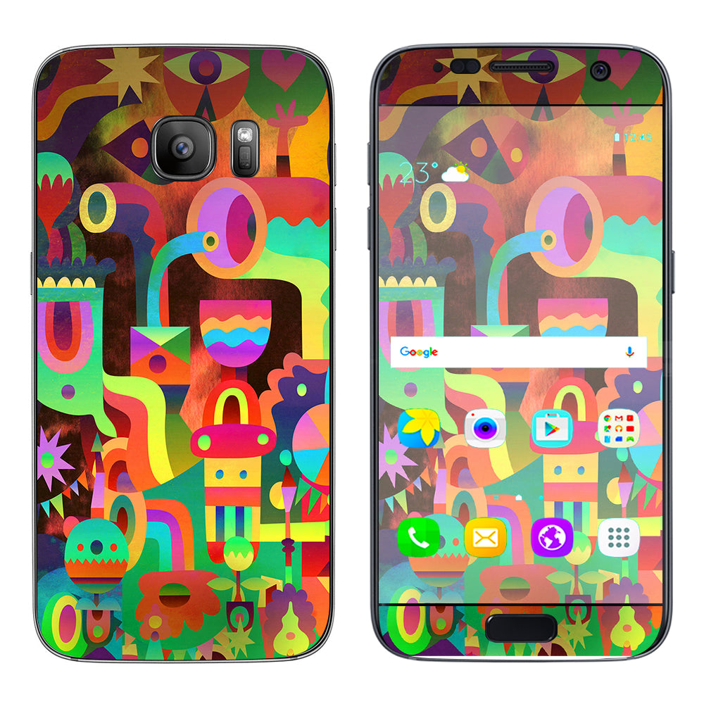  Colorful Cartoon Design Samsung Galaxy S7 Skin