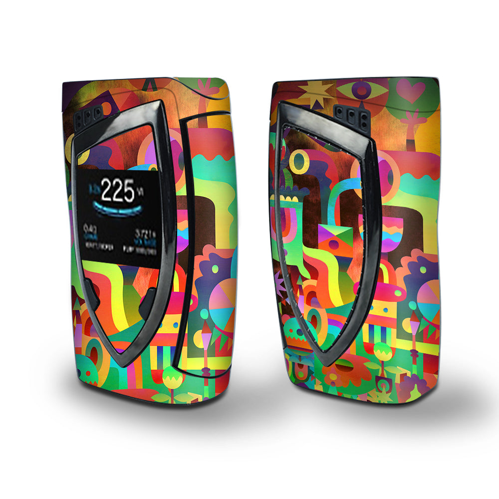 Skin Decal Vinyl Wrap for Smok Devilkin Kit 225w Vape (includes TFV12 Prince Tank Skins) skins cover/ Colorful Cartoon Design