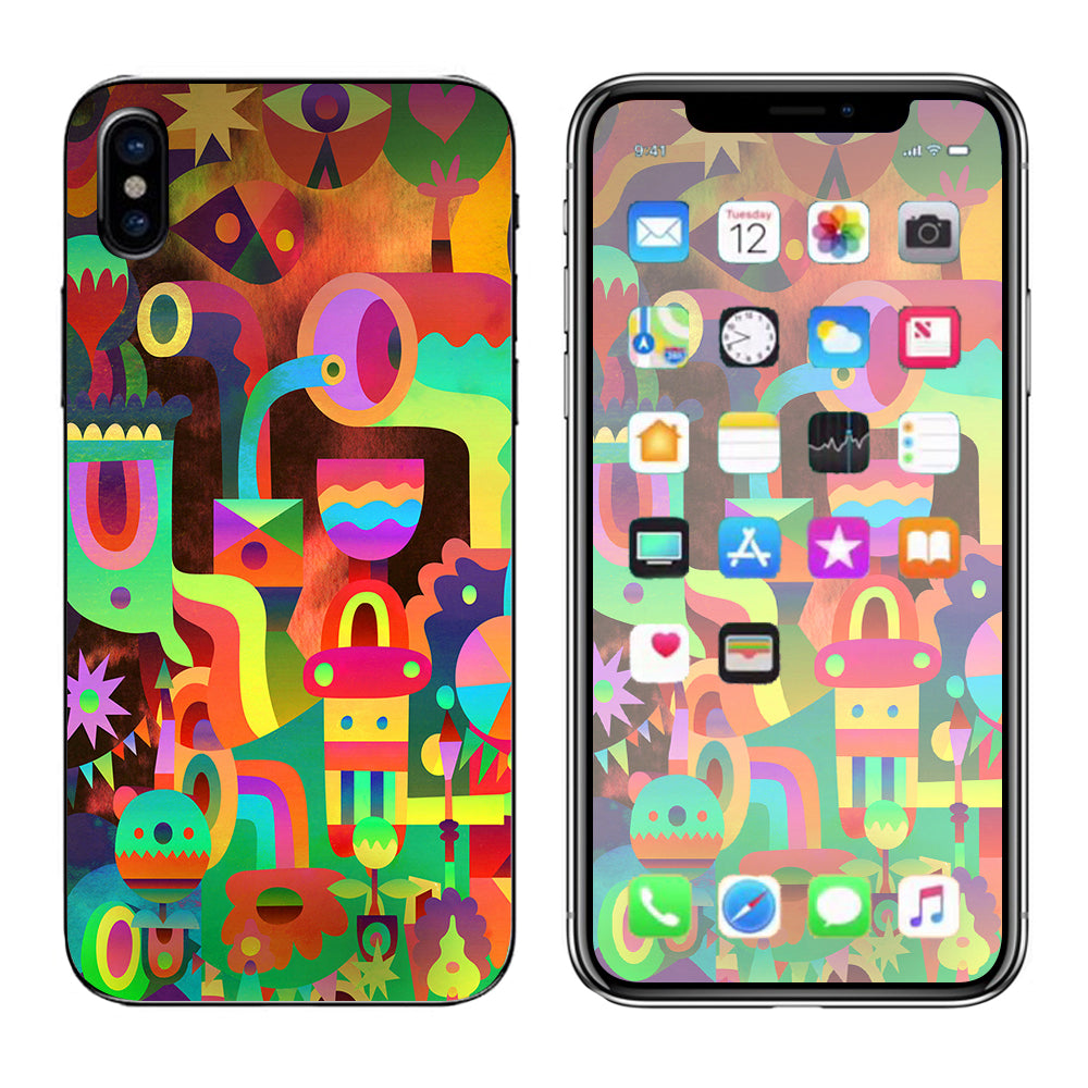  Colorful Cartoon Design Apple iPhone X Skin