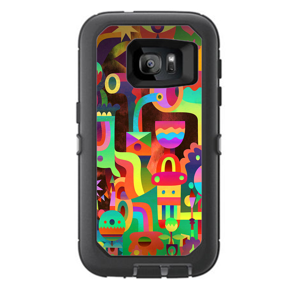  Colorful Cartoon Design Otterbox Defender Samsung Galaxy S7 Skin