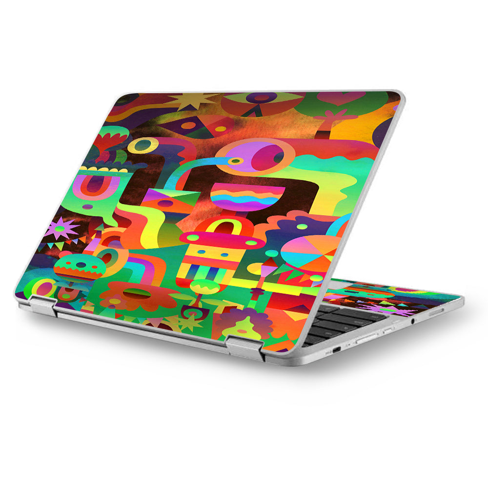 Colorful Cartoon Design Asus Chromebook Flip 12.5" Skin
