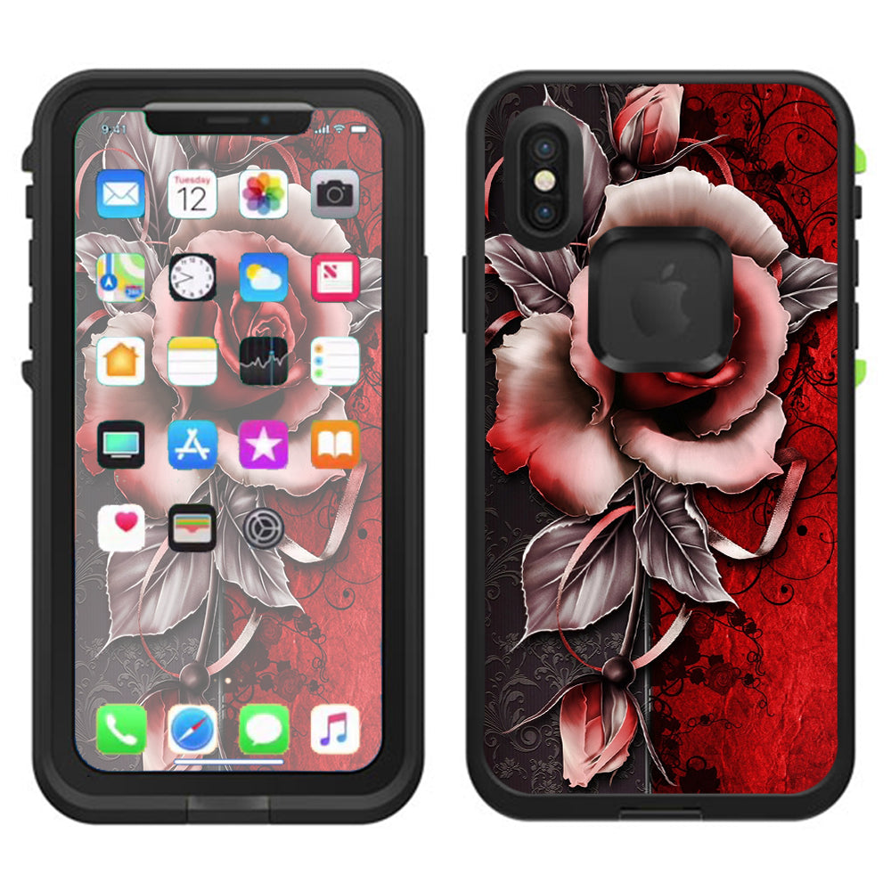  Beautful Rose Design Lifeproof Fre Case iPhone X Skin