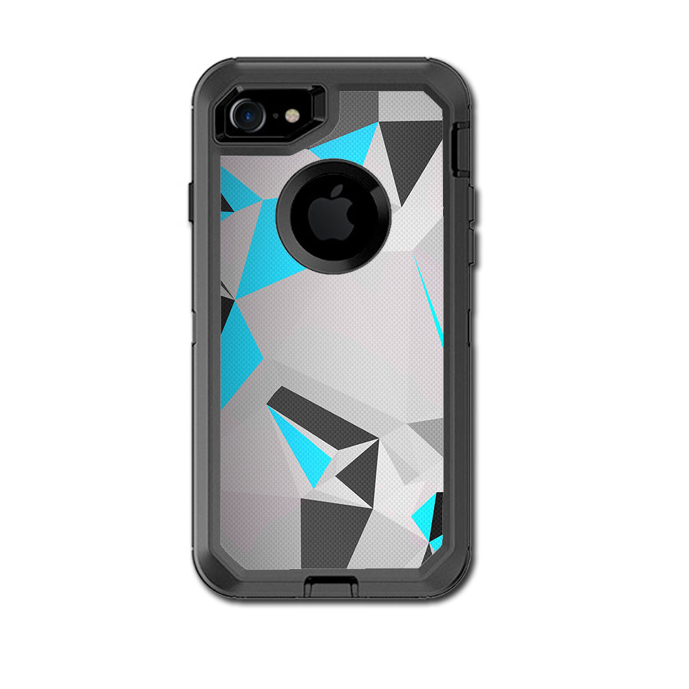  Baby Blue Grey Glass Design Otterbox Defender iPhone 7 or iPhone 8 Skin