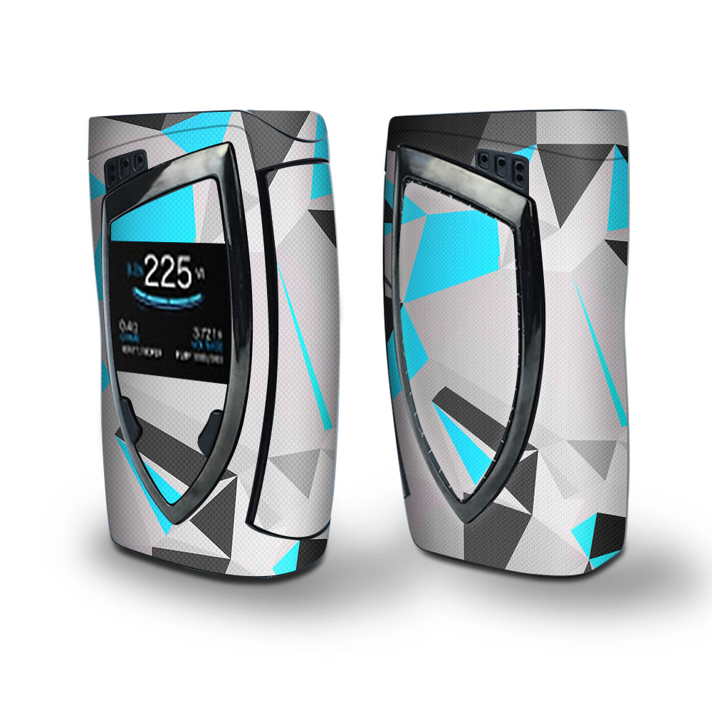 Skin Decal Vinyl Wrap for Smok Devilkin Kit 225w Vape (includes TFV12 Prince Tank Skins) skins cover/ Baby Blue Grey Glass Design