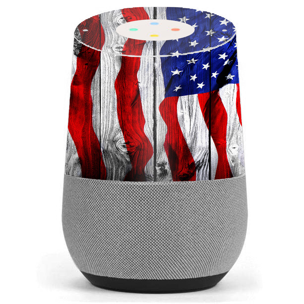  American Flag On Wood Google Home Skin