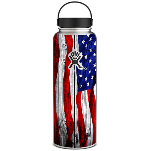  American Flag On Wood Hydroflask 40oz Wide Mouth Skin