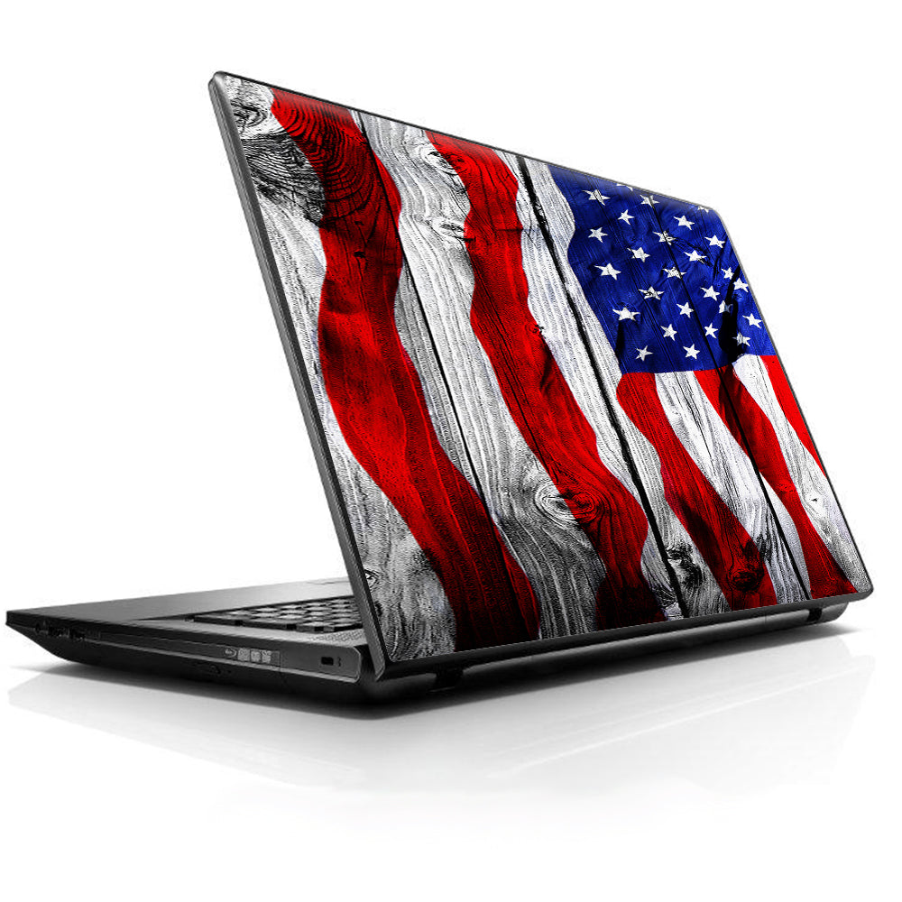 American Flag On Wood Universal 13 to 16 inch wide laptop Skin