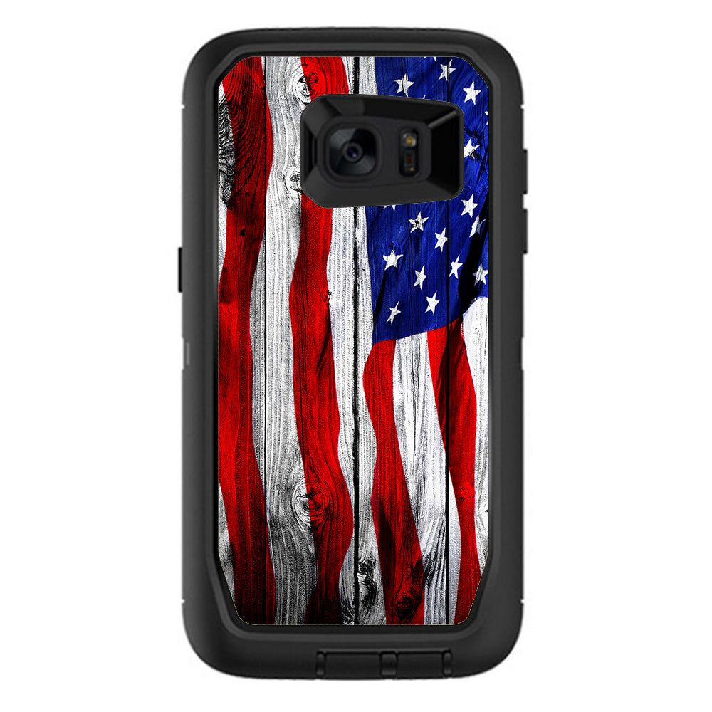  American Flag On Wood Otterbox Defender Samsung Galaxy S7 Edge Skin