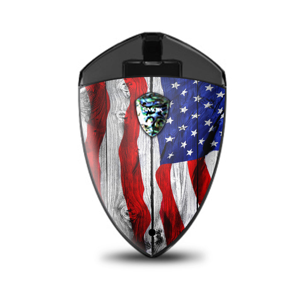  American Flag On Wood Smok Rolo Badge Skin