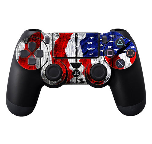  American Flag On Wood Sony Playstation PS4 Controller Skin