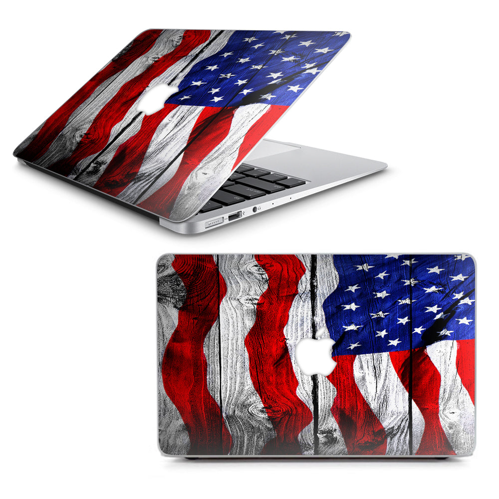  American Flag On Wood Macbook Air 13" A1369 A1466 Skin