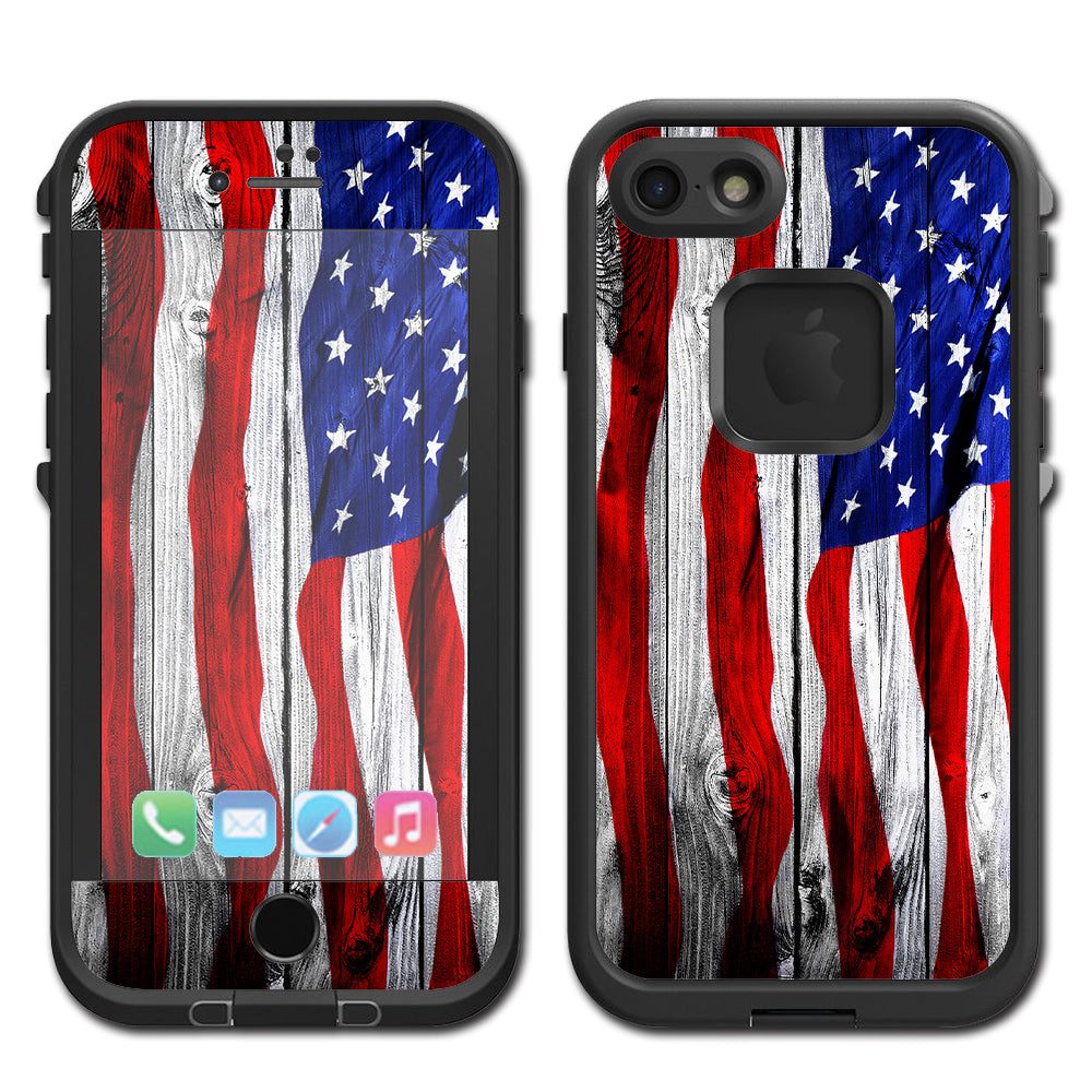  American Flag On Wood Lifeproof Fre iPhone 7 or iPhone 8 Skin