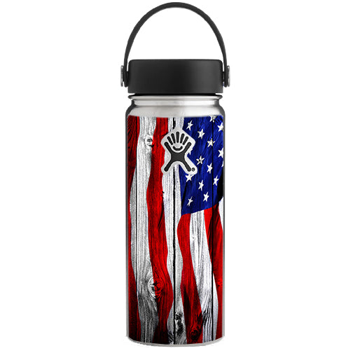  American Flag On Wood Hydroflask 18oz Wide Mouth Skin