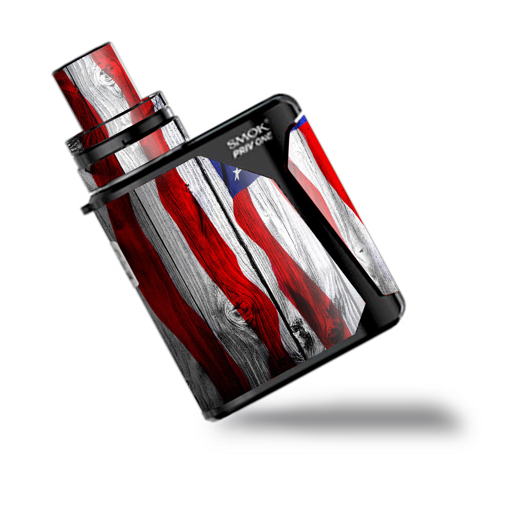  American Flag On Wood Smok Priv One Skin