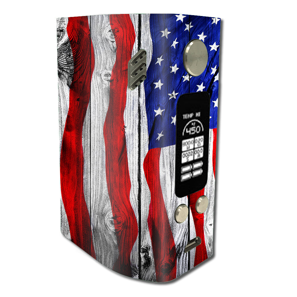  American Flag On Wood Wismec Reuleaux RX300 Skin