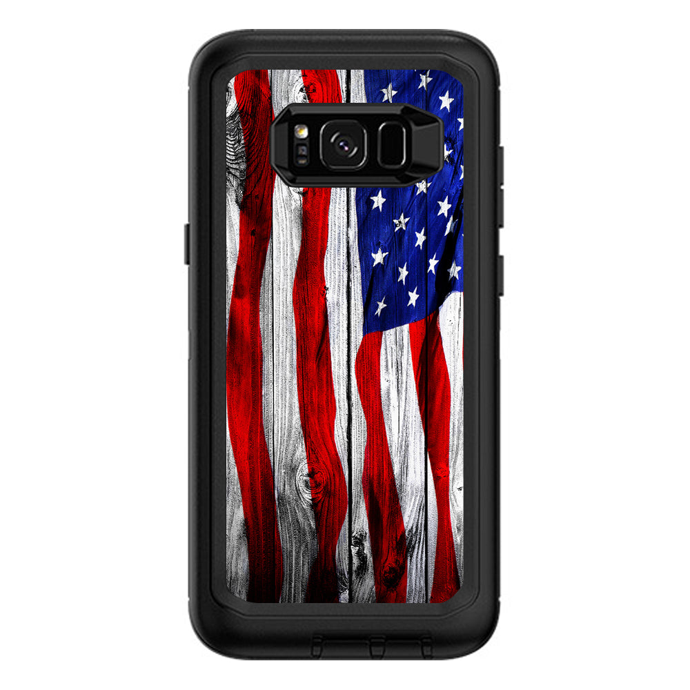  American Flag On Wood Otterbox Defender Samsung Galaxy S8 Plus Skin